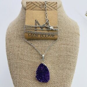 Amethyst Purple Druzy Pendant Necklace